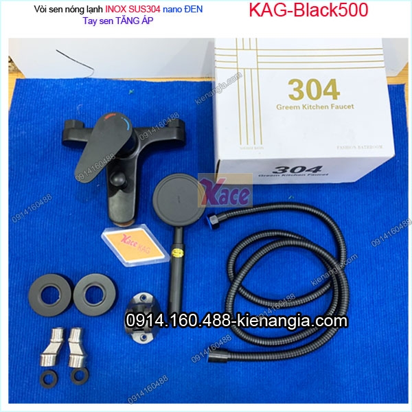Sen tắm nóng lạnh inox 304 tăng áp KAG-Black500