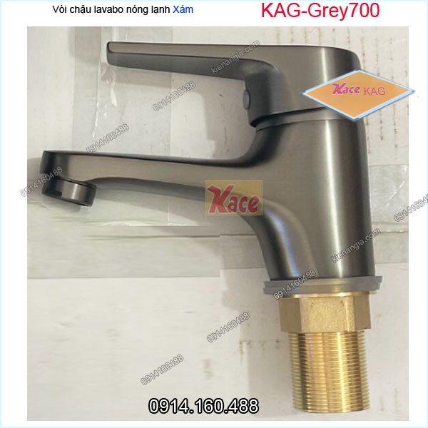 Vòi chậu lavabo nóng lạnh màu XÁM KAG-Grey700