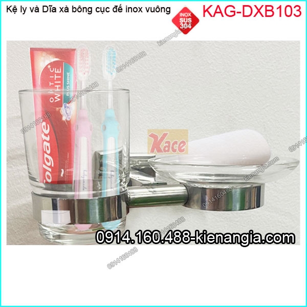 Kệ ly và dĩa xà bông cục thủy tinh đế vuông KAG-DXB103