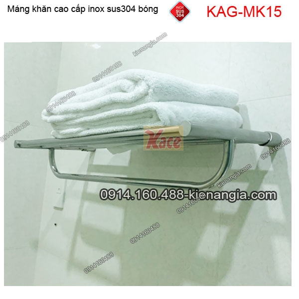 Kệ máng khăn inox 2 tầng phòng tắm KAG-MK15 SUS304 chuyên dùng khách sạn