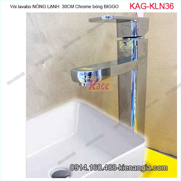 Vòi lavabo nóng lạnh Biggo cao 30cm vuông KAG-KLN36