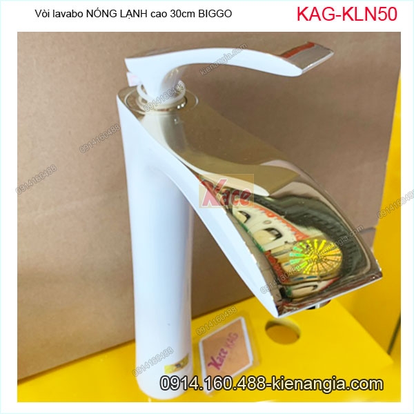 Vòi lavabo trắng vàng 30cm nóng lạnh Biggo KAG-KLN50BM2023