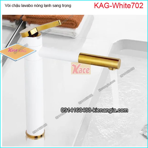 KAG-White702-Voi-chau-lavabo-nong-lanh-Trang-vang-dau-xoay-360-do-cao-30cm-KAG-White702