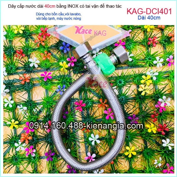 Dây cấp nước inox   40 cm có tai vặn KAG-DCI401