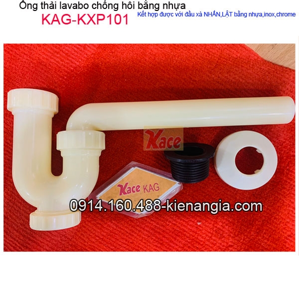 Ống thải chữ P bằng nhựa dài 33cm cho lavabo lớn KAG-KXP101