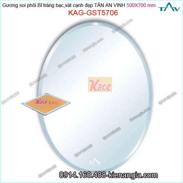 Gương soi oval 500x700 mm Tân An Vinh hình ảnh trung  thực KAG-GST5706 oval trơn