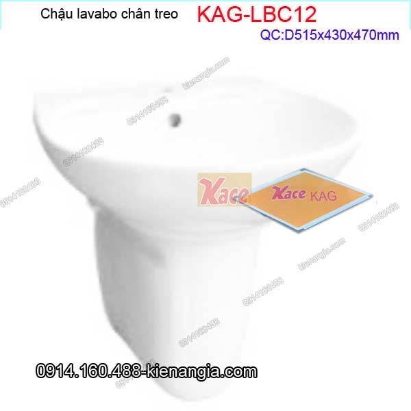 Chậu lavabo chân treo 51x43 cm-KAG-LBC12