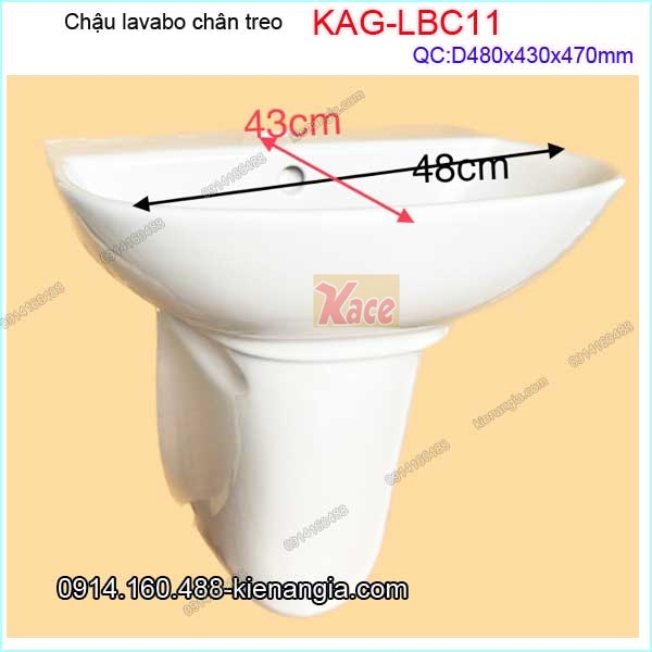 Chậu lavabo chân treo 48x43 cm-KAG-LBC11