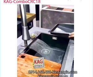 Trọn bộ chậu rửa chén Nano đen và vòi RÚT DÂY KAG-ComnoCRC18