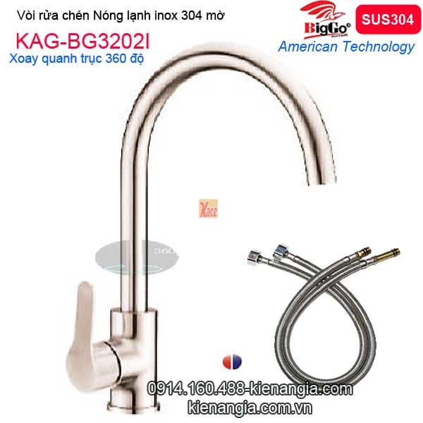 Vòi rửa chén nóng lạnh inox sus304 BIGGO KAG-BG3202