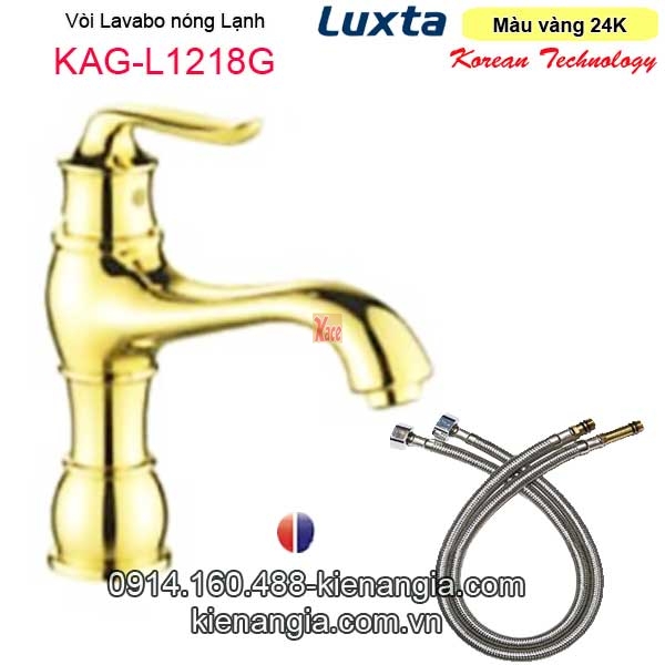 Vòi lavabo nóng lạnh màu 24K Korea-Luxta KAG-L1218G