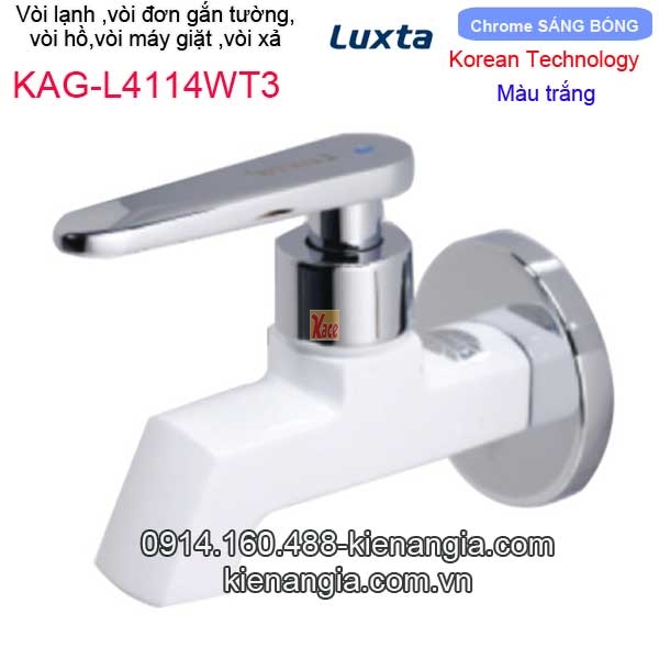 Vòi lạnh vuông gắn tường,vòi đơn màu trắng Korea-Luxta KAG-L4114WT3