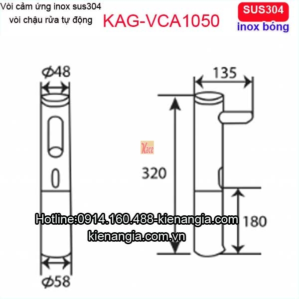 KAG-VCA1050-Voi-cam-ung-inox-sus304-bong-cao-30cm-voi-chau-lavabo-tu-dong-KAG-VCA1050-TSKT