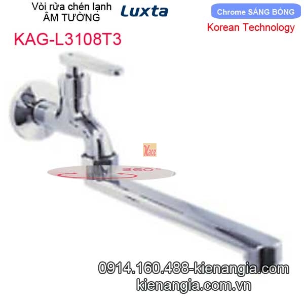 Vòi rửa chén lạnh âm tường,vòi lạnh bồn tắm nằm  Korea  Luxta-KAG-L3108T3