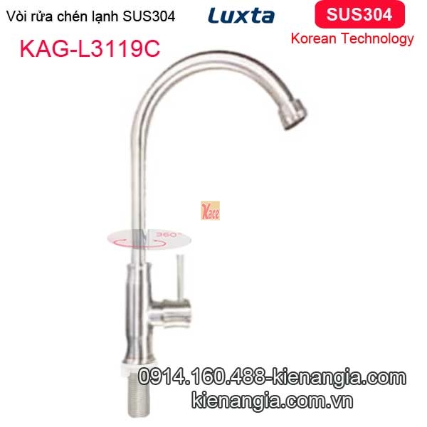 Vòi rửa chén lạnh inox sus304 Korea  Luxta-KAG-L3119C