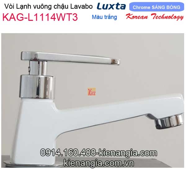 Vòi lạnh vuông màu trắng  chậu lavabo âm bàn Korea Luxta-KAG-L1114WT3