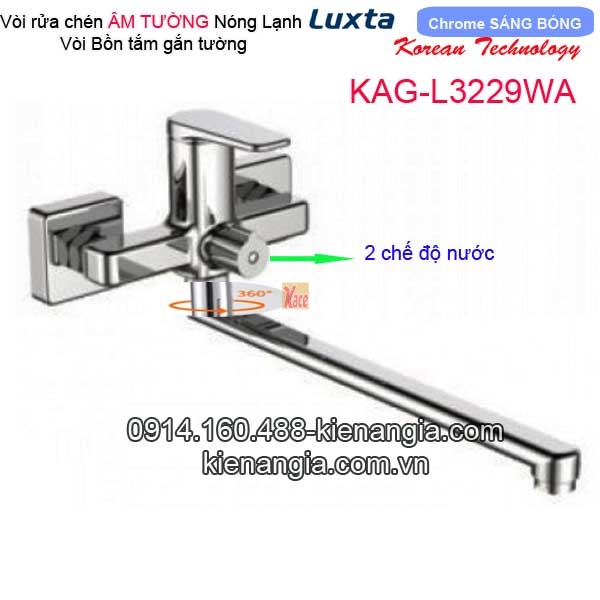Vòi rửa chén bát vuông nóng lạnh,vòi bồn tắm  Korea Luxta KAG-L3229WA