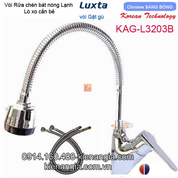 Vòi rửa chén bát nóng lạnh lò xo Korea Luxta KAG-L3203B