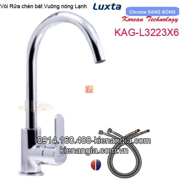 Vòi rửa chén bát nóng lạnh thân vuông Korea Luxta KAG-L3223X6