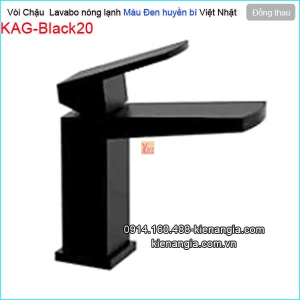 Vòi vuông chậu lavabo nóng lạnh  đồng màu đen KAG-Black20