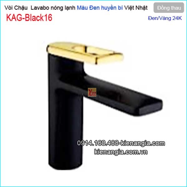 Vòi chậu lavabo màu đen vàng nóng lạnh KAG-Black16
