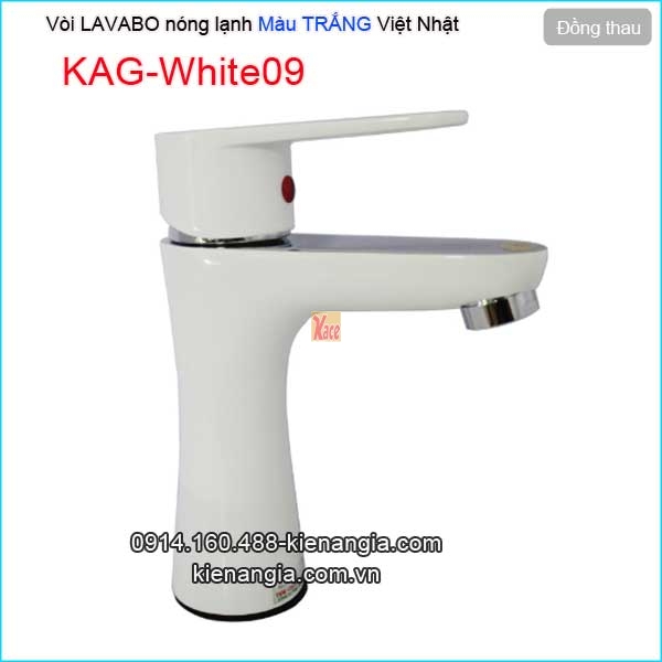 Vòi lavabo nóng lạnh màu trắng hiện đại KAG-White09