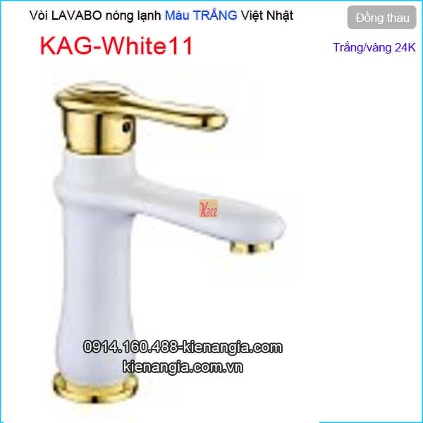Vòi lavabo nóng lạnh màu trắng hiện đại KAG-White11