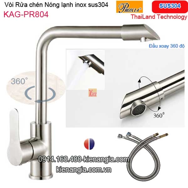 Vòi rửa chén nóng lạnh inox sus304 Thailand-Proxia KAG-PR804