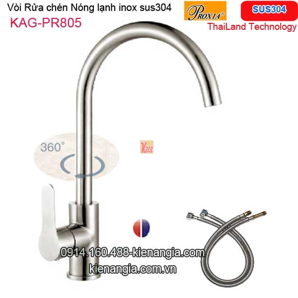 Vòi rửa chén nóng lạnh inox sus304 Thailand-Proxia KAG-PR805