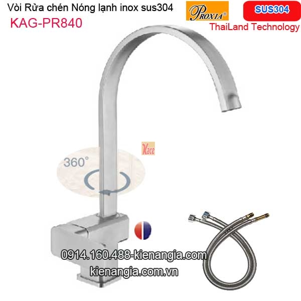 Vòi rửa chén vuông nóng lạnh Thailand-Proxia KAG-PR840