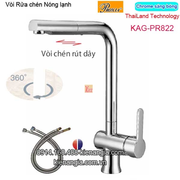 Vòi rửa chén nóng lạnh Rút dây Thailand-Proxia KAG-PR822
