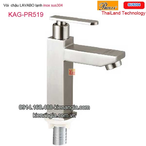 Vòi lạnh vuông lavabo inox sus304 Thailand-Proxia KAG-PR519