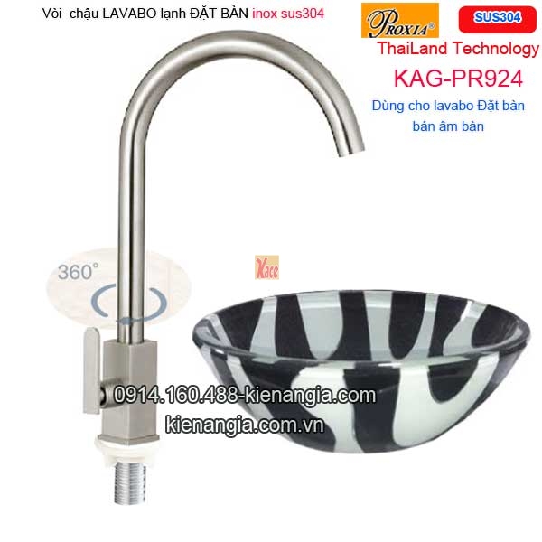 Vòi lạnh lavabo ĐẶT BÀN inox sus304 Thailand-Proxia KAG-PR924