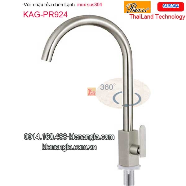 Vòi bếp lạnh vuông inox sus304 Thailand-Proxia KAG-PR924