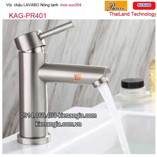 Vòi lavabo nóng lạnh ống trúc 20cm inox sus304 Proxia-Thailand KAG-PR401