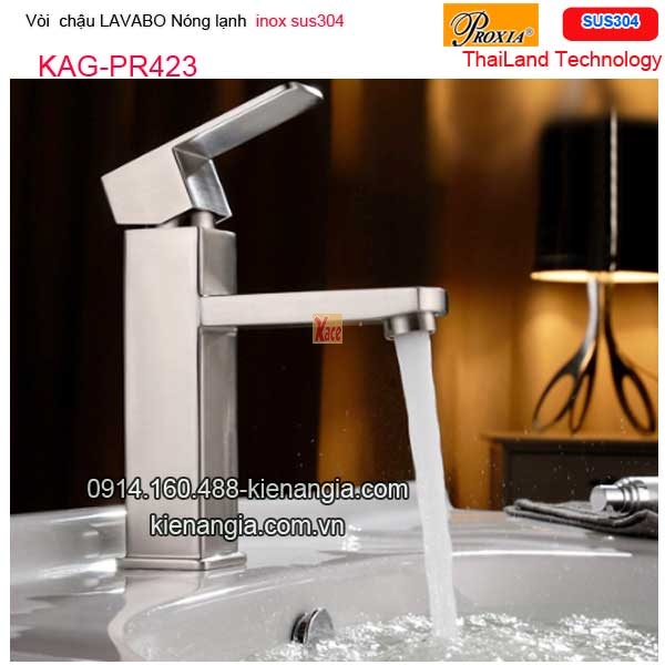 Vòi lavabo vuông nóng lạnh inox sus304 Proxia-Thailand KAG-PR423