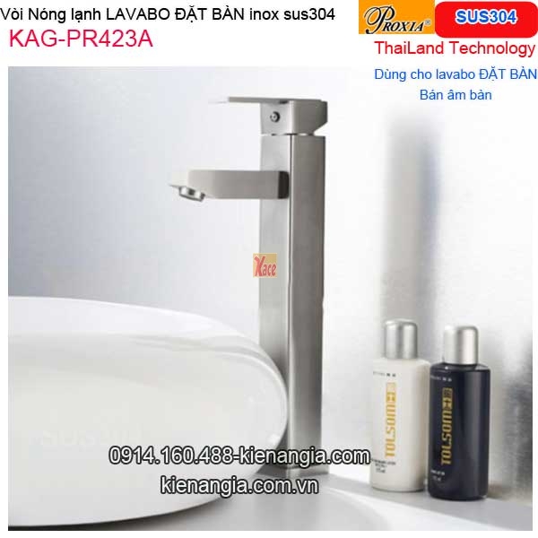 Vòi vuông cao 30cm,vòi chậu lavabo đặt bàn inox sus304 Thailand-Proxia KAG-PR423A