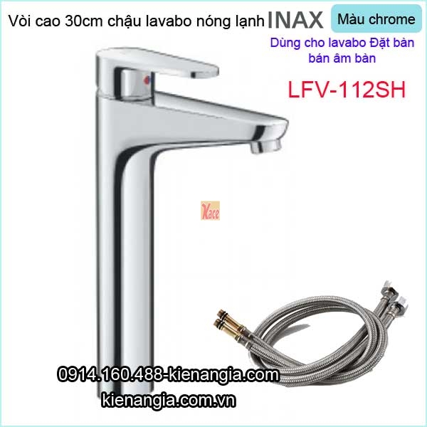 Vòi cao 30cm chậu lavabo nóng lạnh Inax-LFV-112SH