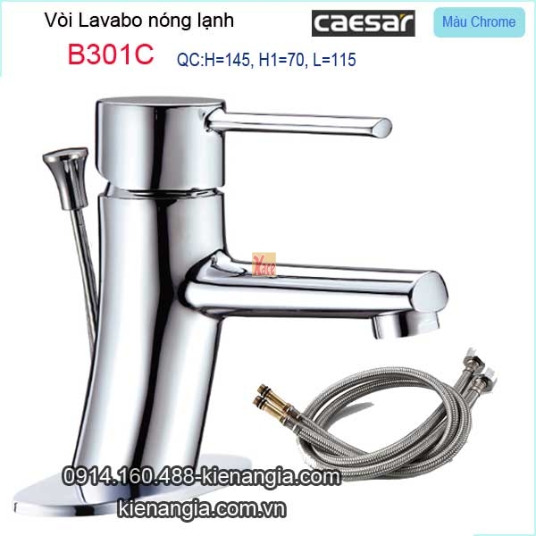Vòi ống trúc lavabo nóng lạnh Caesar-B301C BM2021