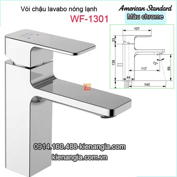 Vòi  vuông chậu lavabo nóng lạnh American-standard WF-1301