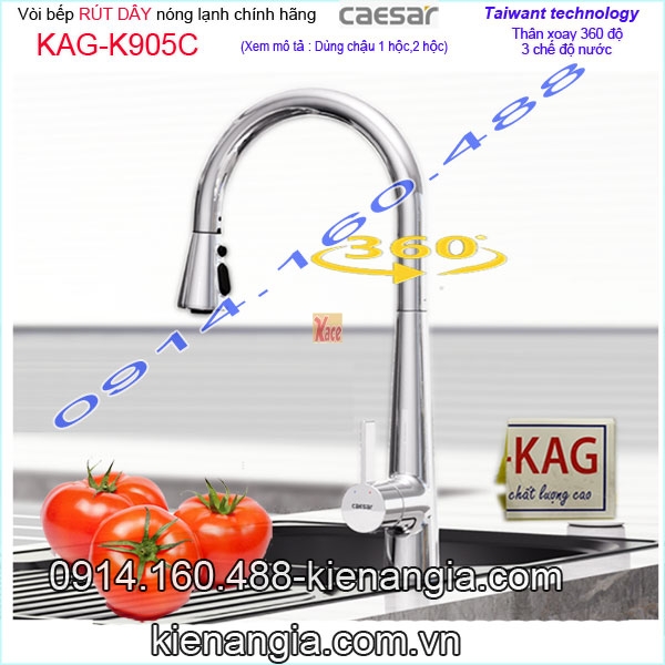 KAG-K905C-Voi-rua-chen-rut-day-xoay-360-do-nong-lanh-chinh-hang-Caesar-KAG-K905C