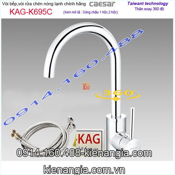 Vòi bếp nóng lạnh caesar chính hãng KAG-K695C