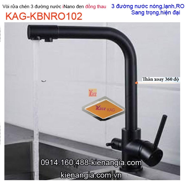 Vòi rửa  bát có lọc nước RO Nano đen KAG-KBNRO102-2