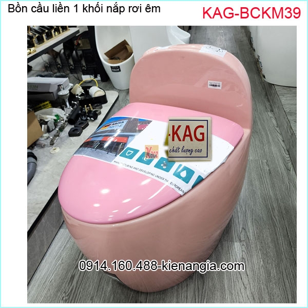 Bồn cầu 1 khối quả trứng màu hồng KAG-BCKM39