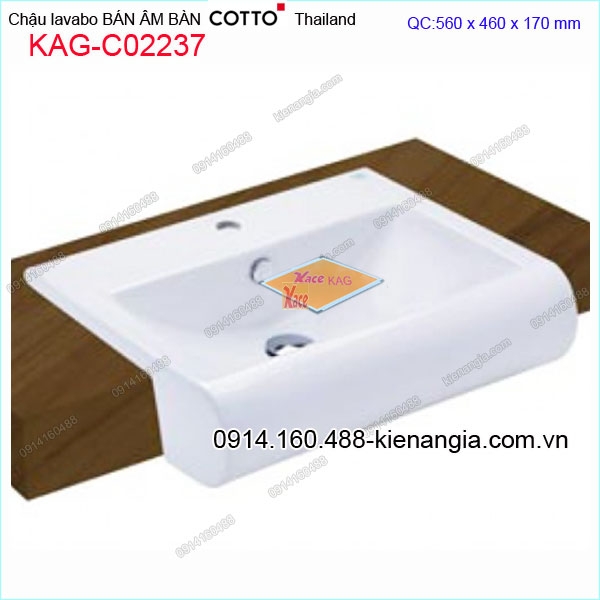 Chậu lavabo bán âm bàn nhập khẩu Thailand COTTO KAG-C02237