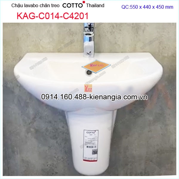 Chậu lavabo chân treo ốp tường COTTO Made in Thailand KAG-C014-C4201