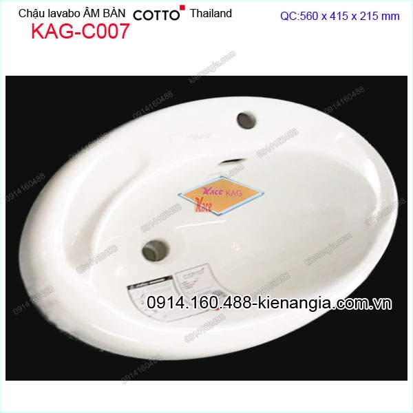 Chậu lavabo âm bàn dương vành COTTO Thailand KAG-C007