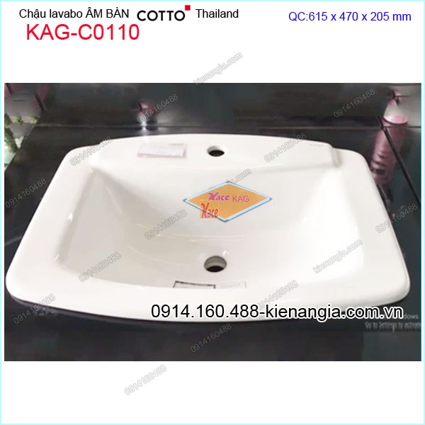 Chậu lavabo âm bàn dương vành COTTO Thailand KAG-C0110