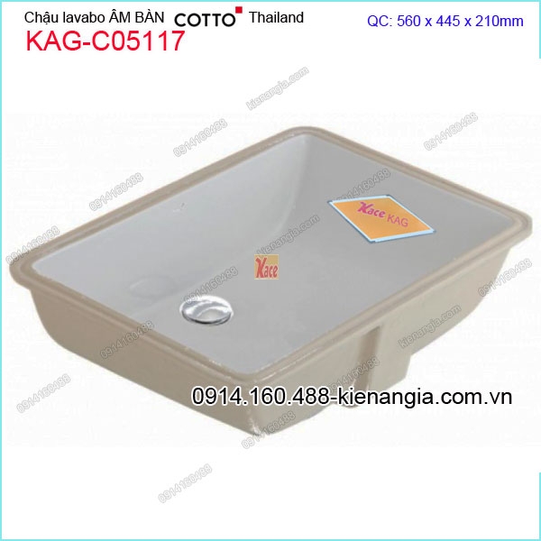 Chậu lavabo âm bàn COTTO Thailand KAG-C05117