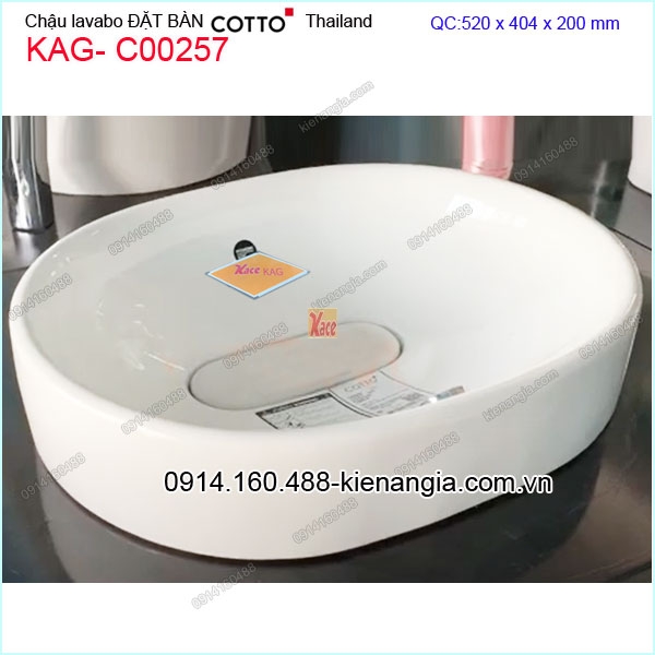 Chậu lavabo Oval đặt bàn  COTTO  Thailand KAG-C00257